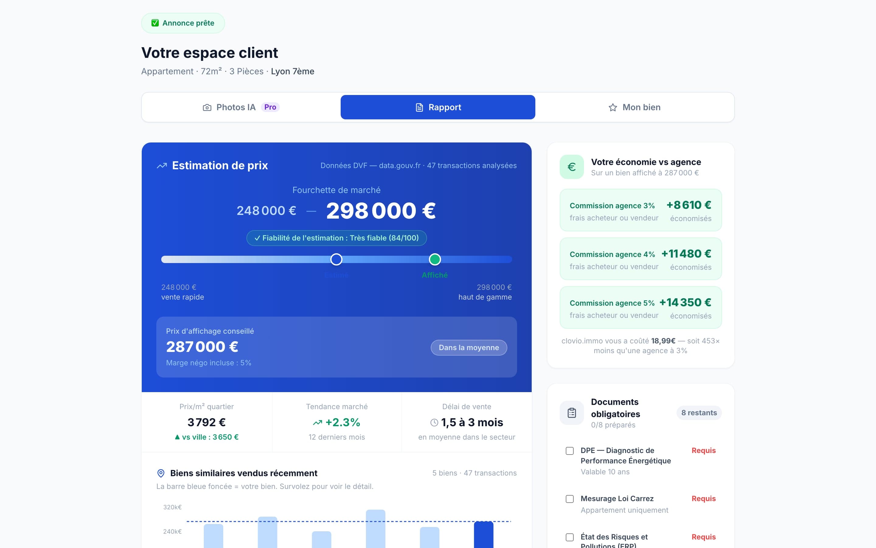 Aperçu du rapport d'estimation clovio.immo